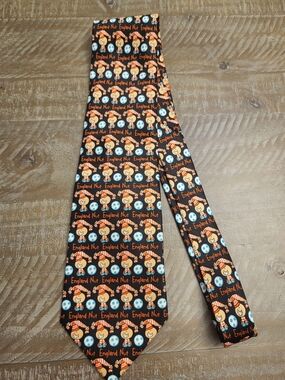 Vintage Bubblegum Black Tie with Orange and Blue Cartoon Pattern